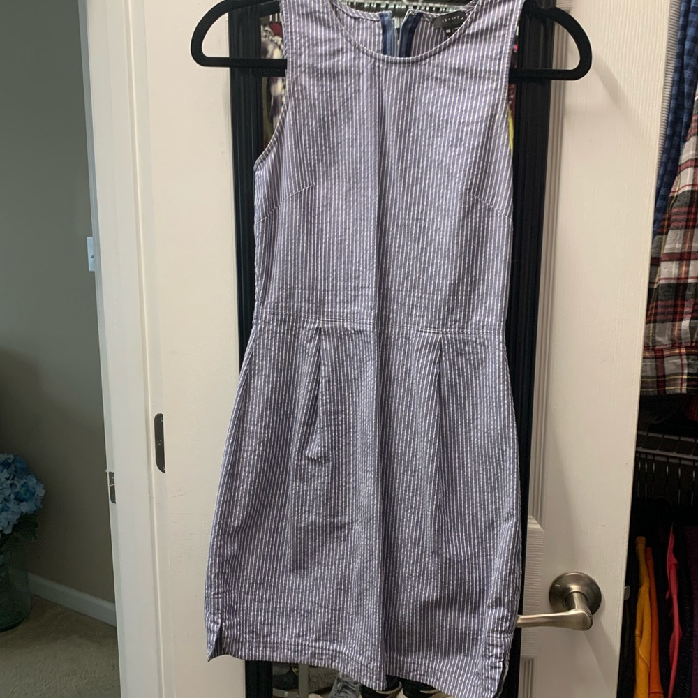 Theory Seersucker Blue Dress